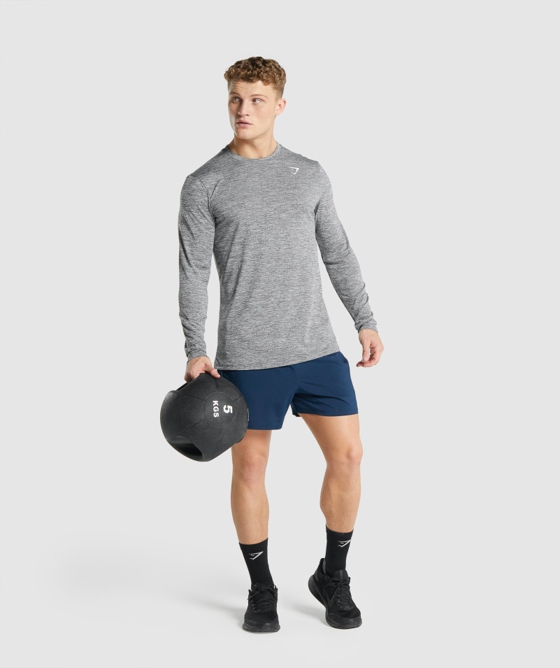Gymshark Príchod Marl Tričko S Dlhým Rukávom Charcoal Marl