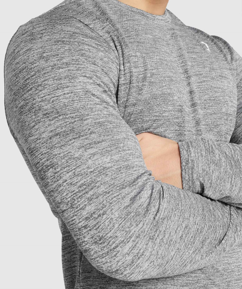 Gymshark Príchod Marl Tričko S Dlhým Rukávom Charcoal Marl