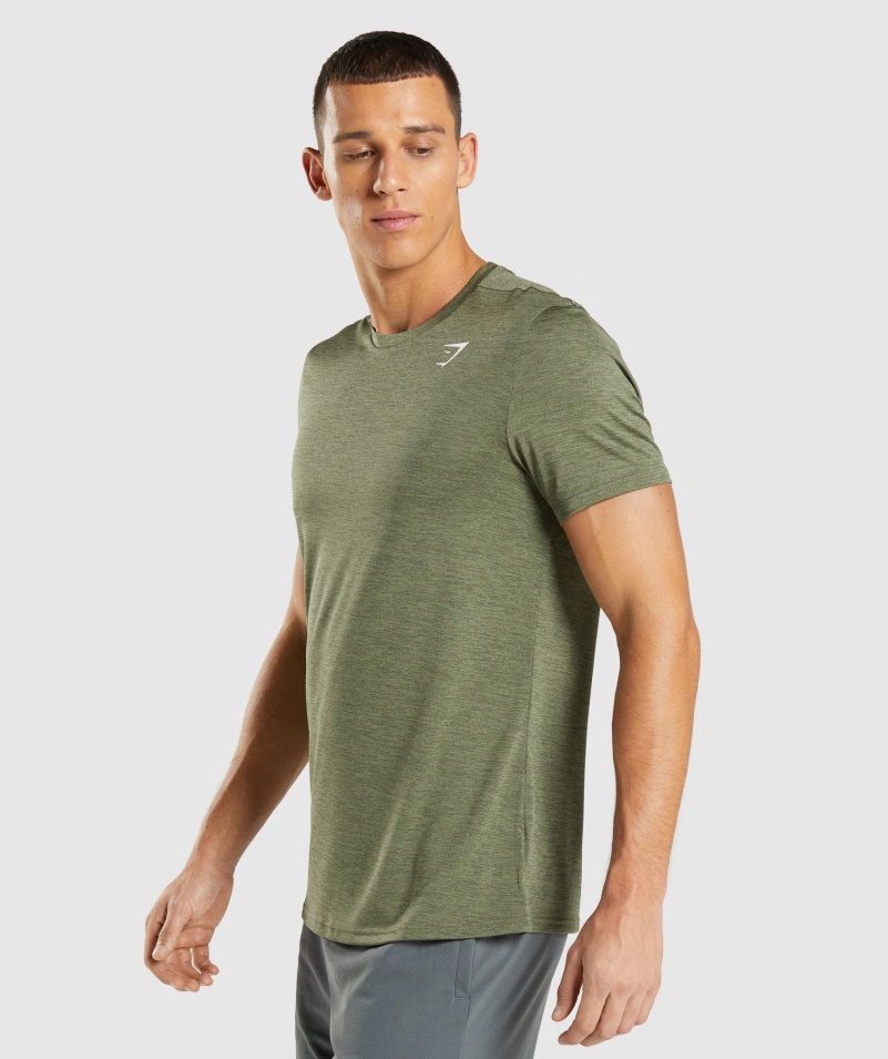 Gymshark Príchod Marl Tričko Jadro Olivovo-olivový Marl