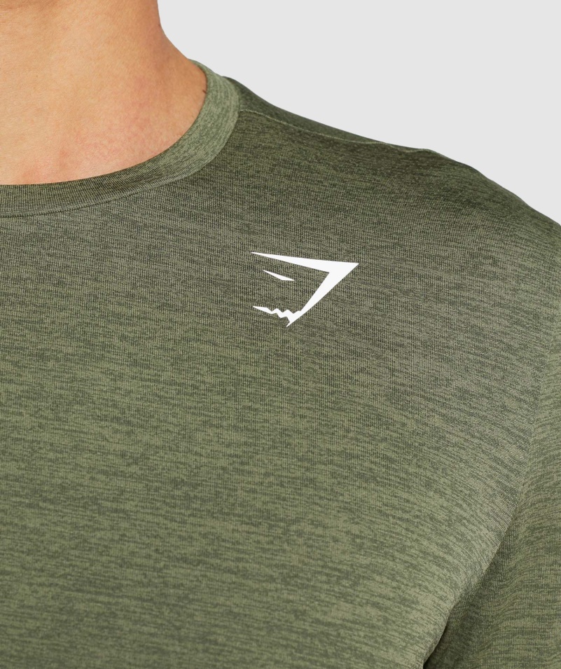 Gymshark Príchod Marl Tričko Jadro Olivovo-olivový Marl