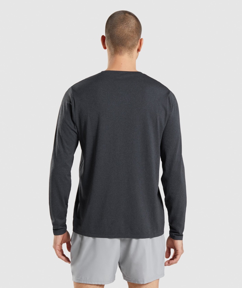 Gymshark Príchod Bezšvové Tričko S Dlhým Rukávom Black Marl