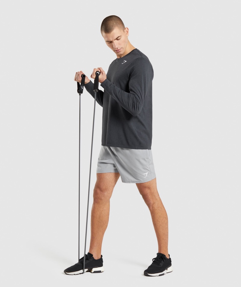 Gymshark Príchod Bezšvové Tričko S Dlhým Rukávom Black Marl