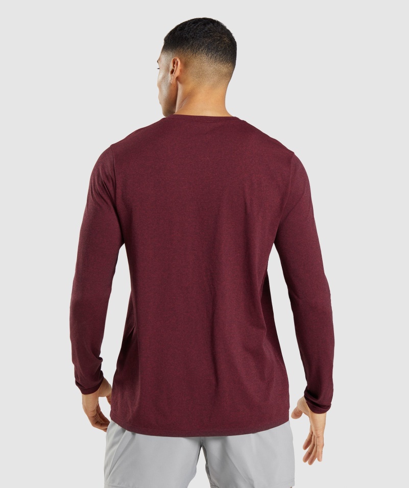 Gymshark Príchod Bezšvové Tričko S Dlhým Rukávom Bordovo červené Marl