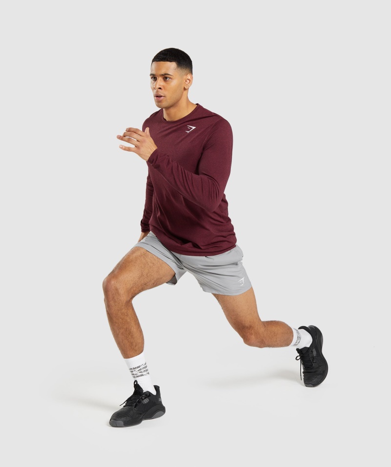 Gymshark Príchod Bezšvové Tričko S Dlhým Rukávom Bordovo červené Marl