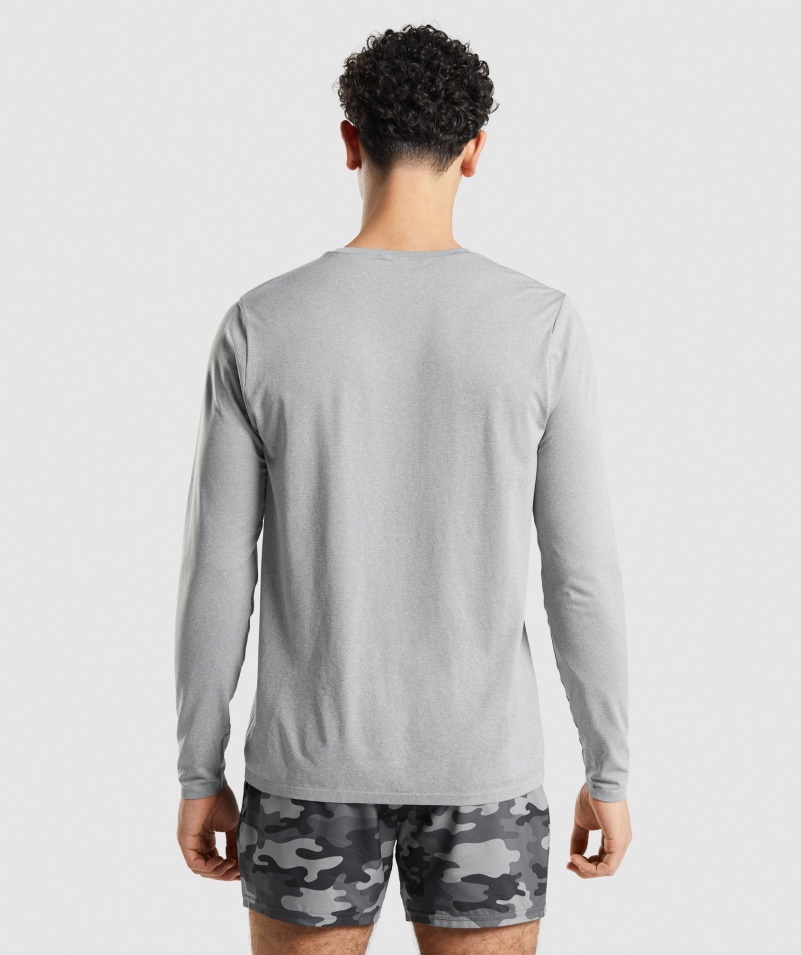 Gymshark Príchod Bezšvové Tričko S Dlhým Rukávom Sivej