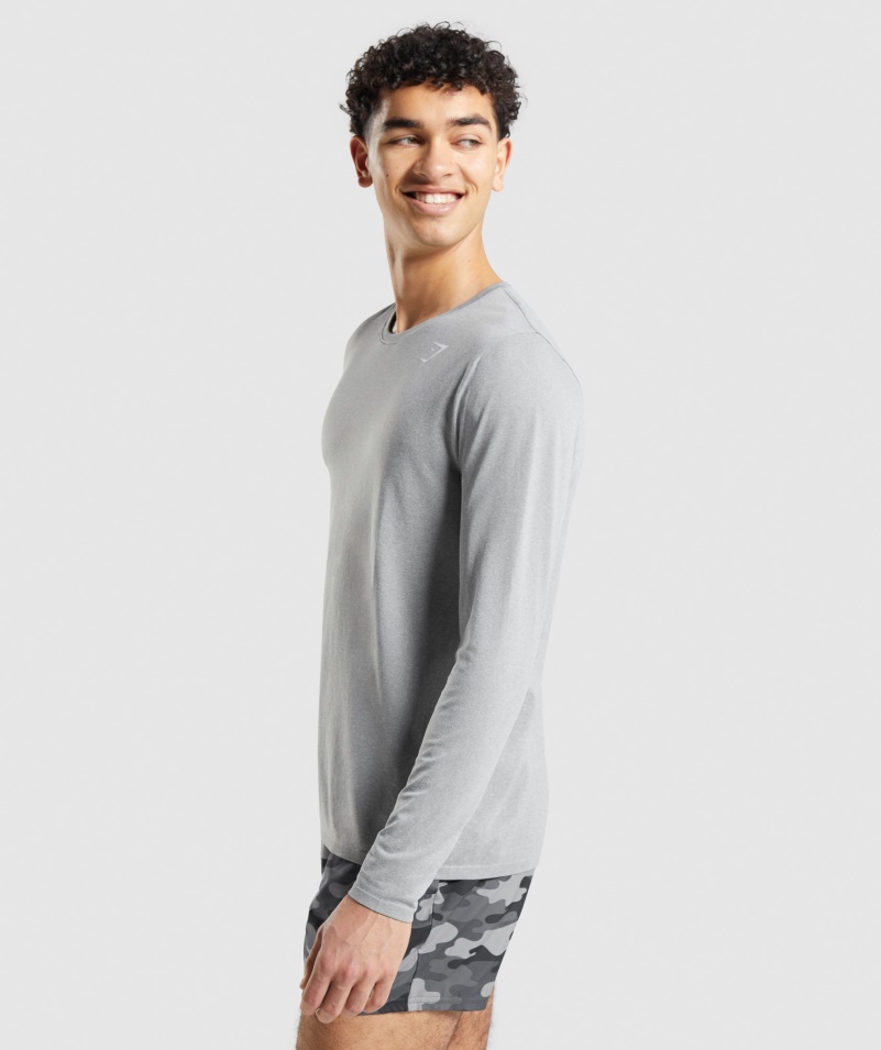 Gymshark Príchod Bezšvové Tričko S Dlhým Rukávom Sivej