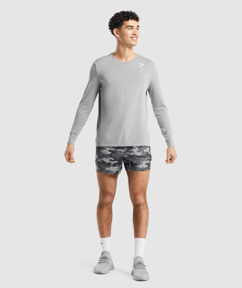 Gymshark Príchod Bezšvové Tričko S Dlhým Rukávom Sivej