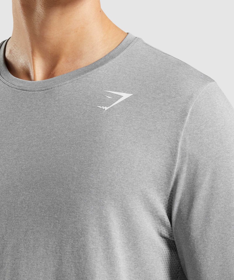 Gymshark Príchod Bezšvové Tričko S Dlhým Rukávom Sivej