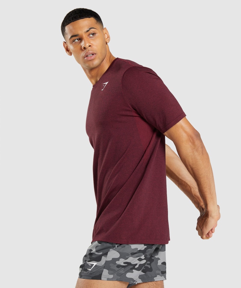 Gymshark Príchod Bezšvové Tričko S Krátkym Rukávom Bordovo červené Marl