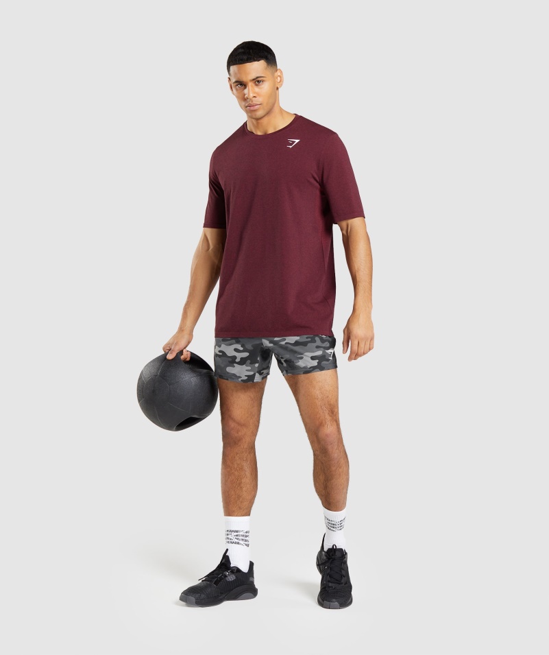 Gymshark Príchod Bezšvové Tričko S Krátkym Rukávom Bordovo červené Marl