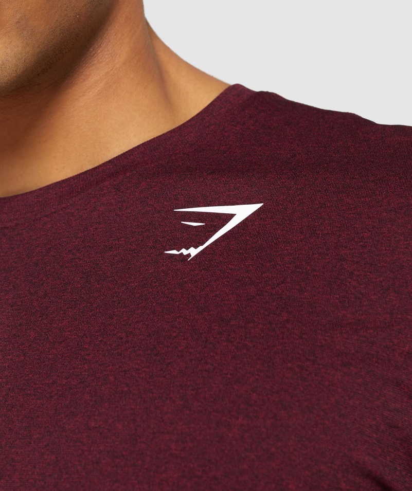 Gymshark Príchod Bezšvové Tričko S Krátkym Rukávom Bordovo červené Marl