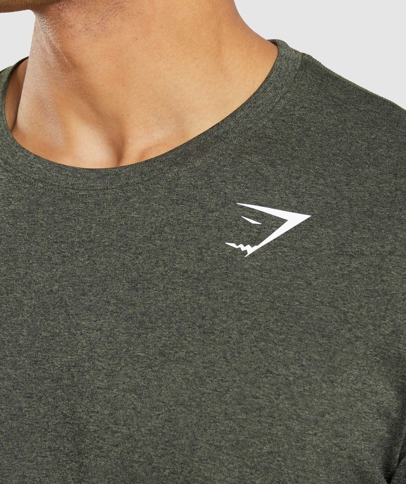 Gymshark Príchod Bezšvové Tričko S Krátkym Rukávom Jadro Olivová Marl