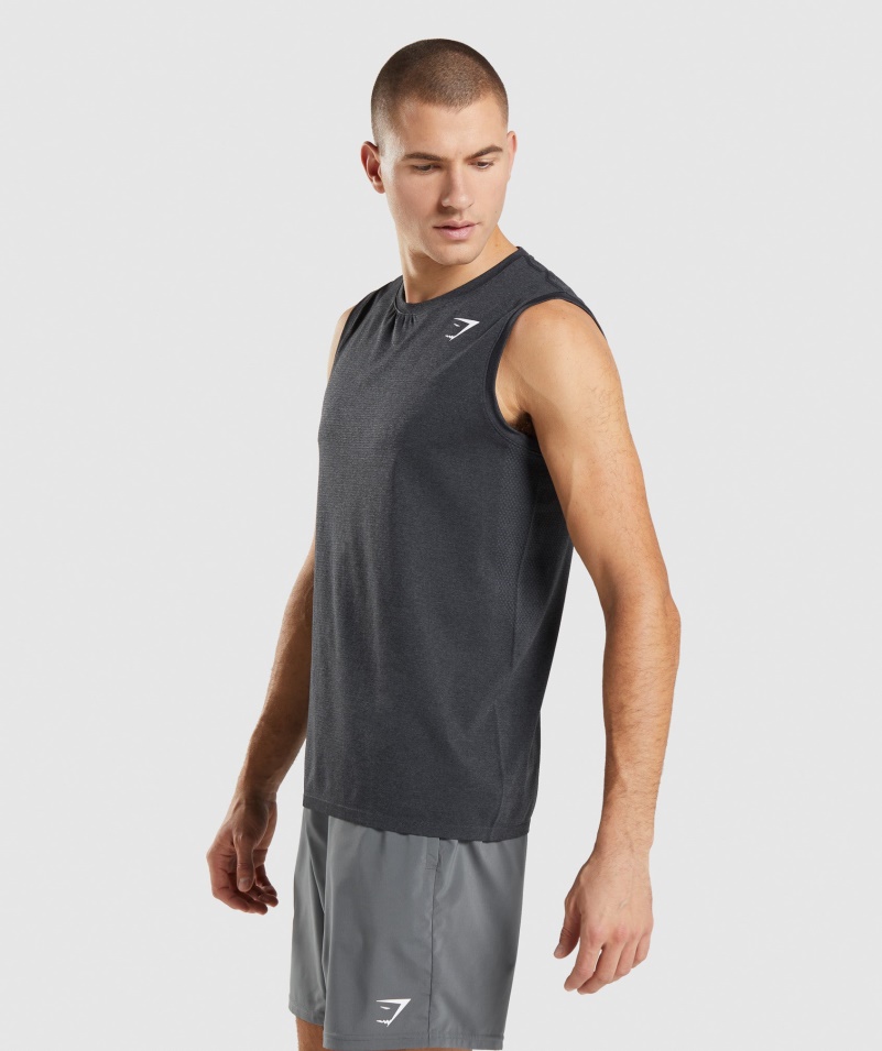 Gymshark Príchod Bezšvové Tank Black Marl