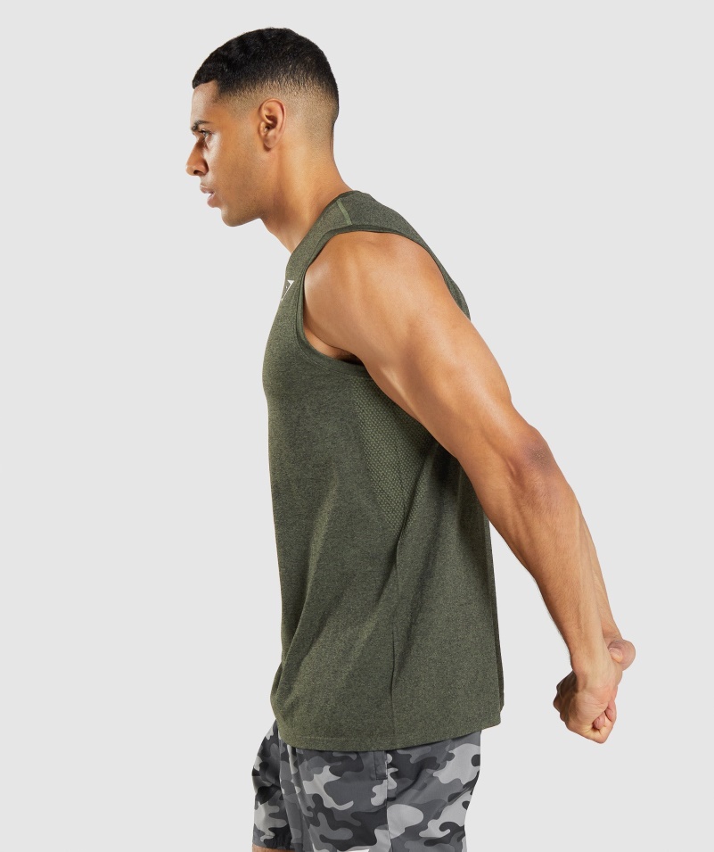 Gymshark Príchod Bezšvový Tank Jadro Olivový Opuka