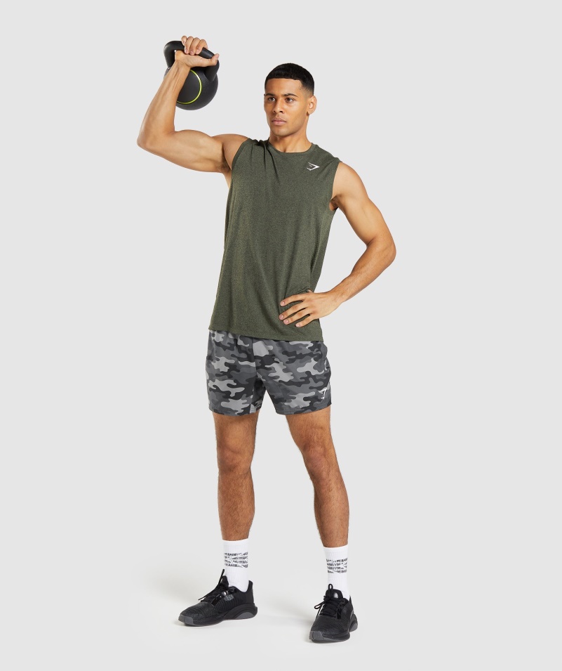Gymshark Príchod Bezšvový Tank Jadro Olivový Opuka