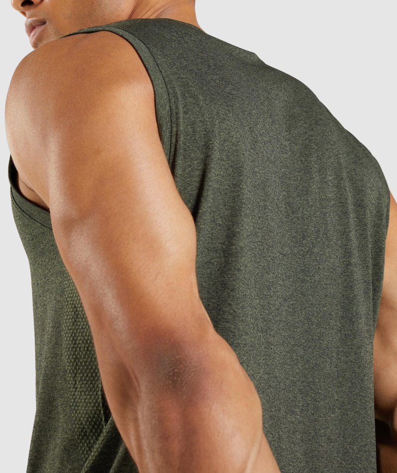 Gymshark Príchod Bezšvový Tank Jadro Olivový Opuka