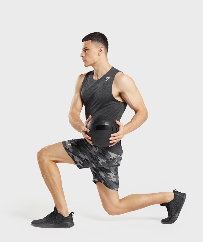 Gymshark Príchod šortky Sivá Potlač