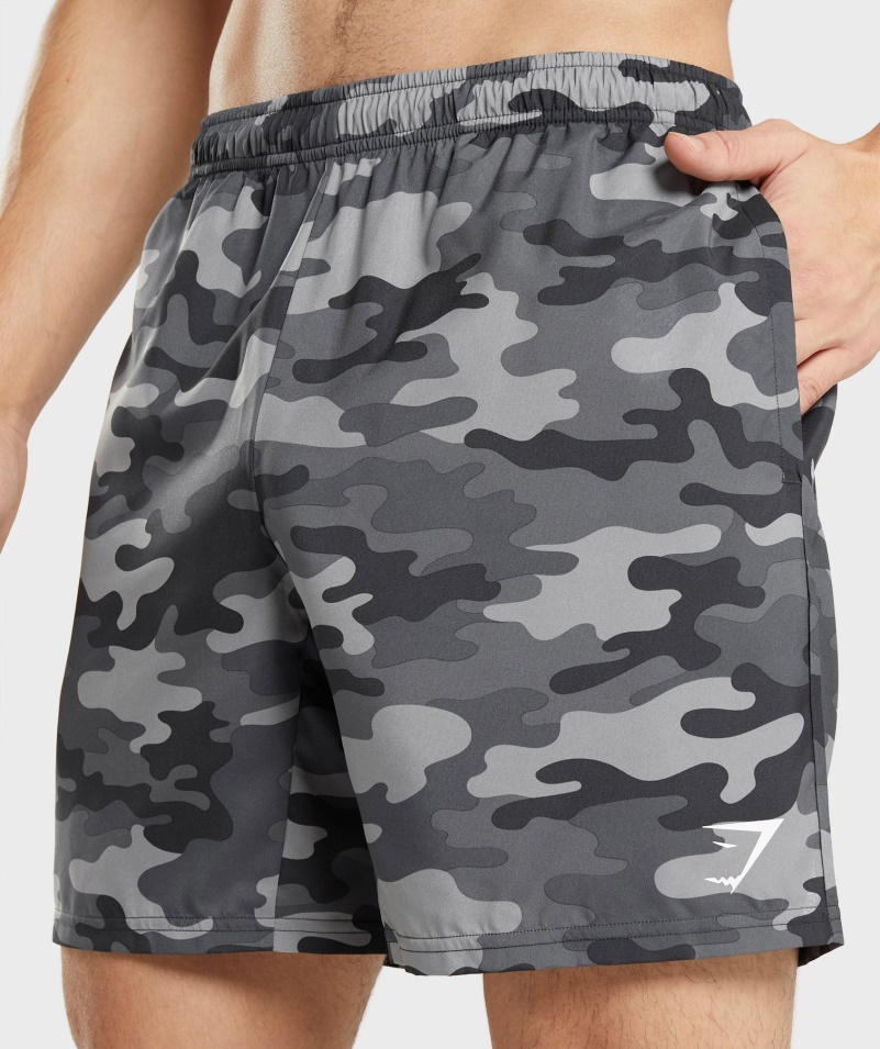 Gymshark Príchod šortky Sivá Potlač