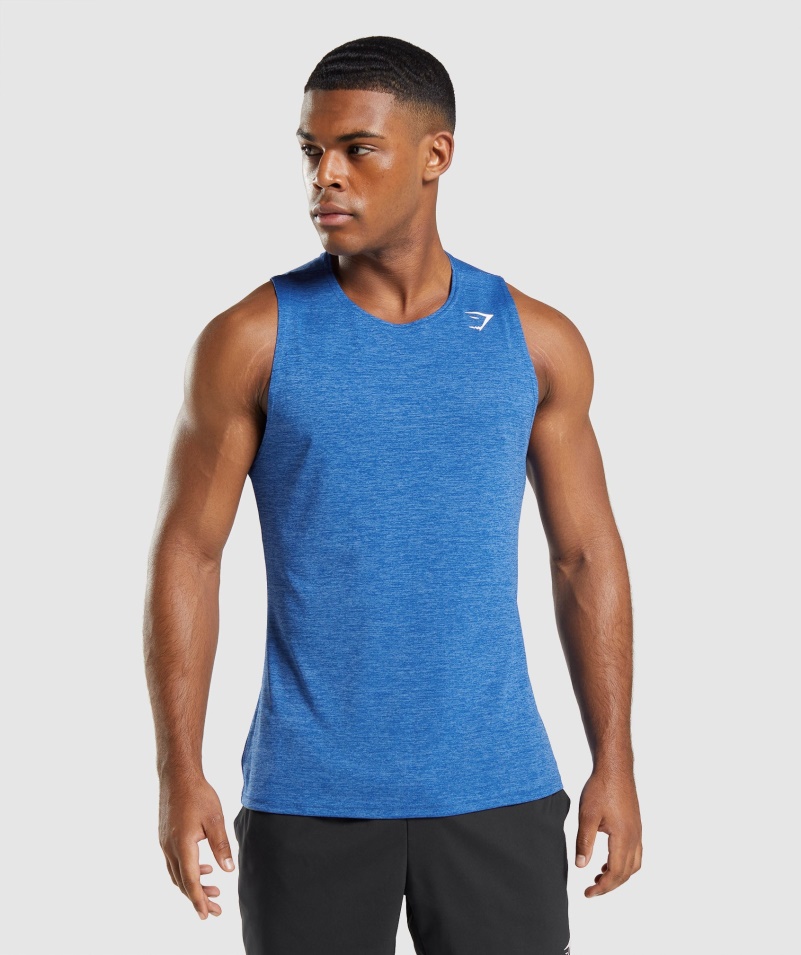 Gymshark Príchod Slim Marl Tank Modro-oštepová Modrá Marl