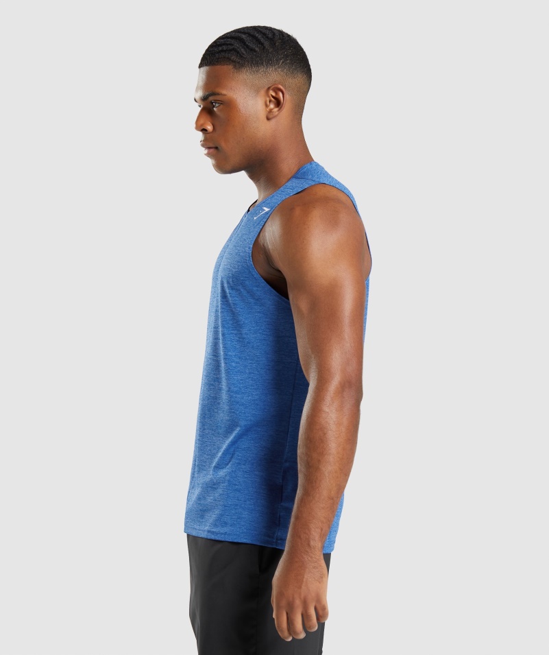 Gymshark Príchod Slim Marl Tank Modro-oštepová Modrá Marl
