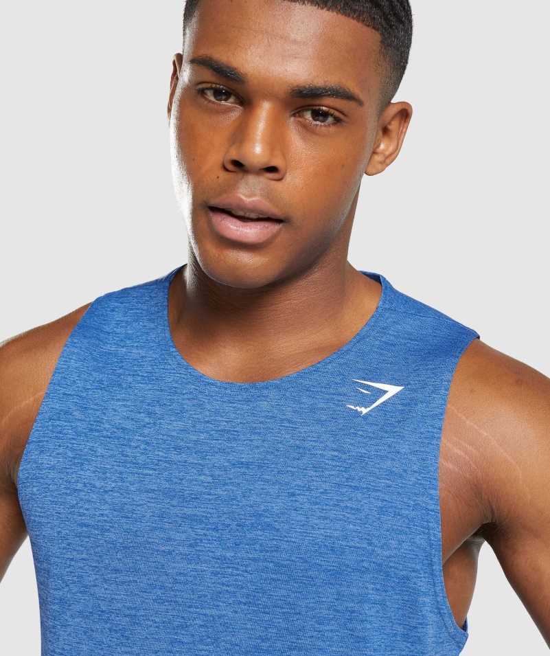 Gymshark Príchod Slim Marl Tank Modro-oštepová Modrá Marl