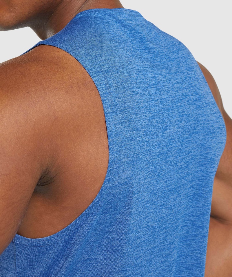 Gymshark Príchod Slim Marl Tank Modro-oštepová Modrá Marl
