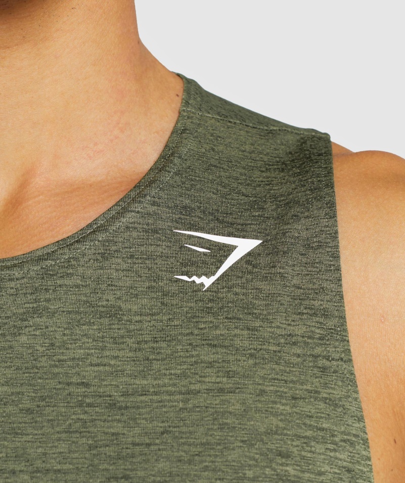 Gymshark Príchod Slim Opuka Jadro Nádrže Olivovo-olivová Slieň