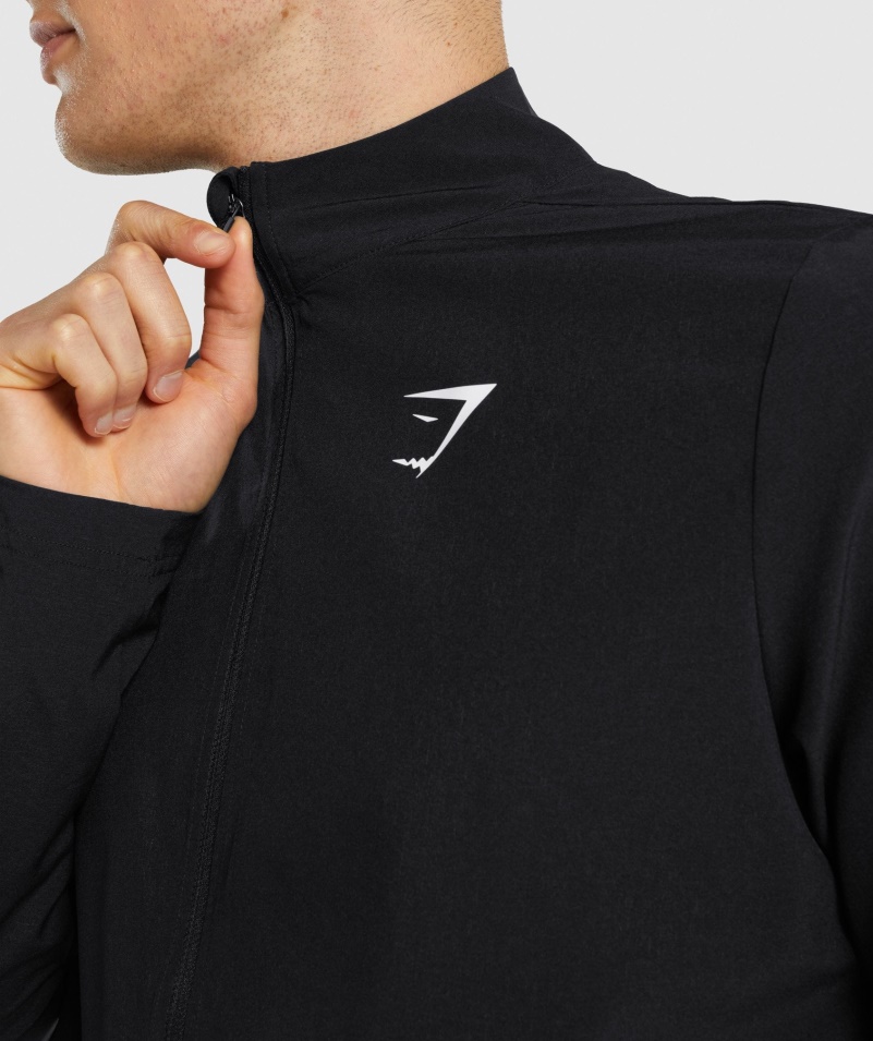 Gymshark Príchod Tkaná Bunda Na Zips čierna