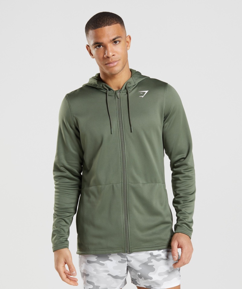 Gymshark Príchod Zips Mikina S Kapucňou Core Olive