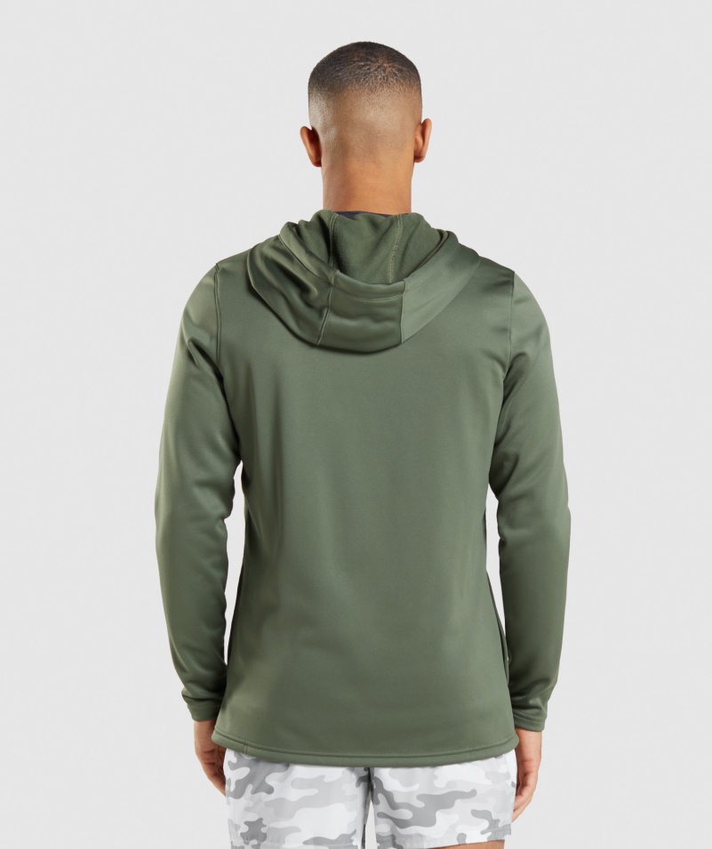 Gymshark Príchod Zips Mikina S Kapucňou Core Olive