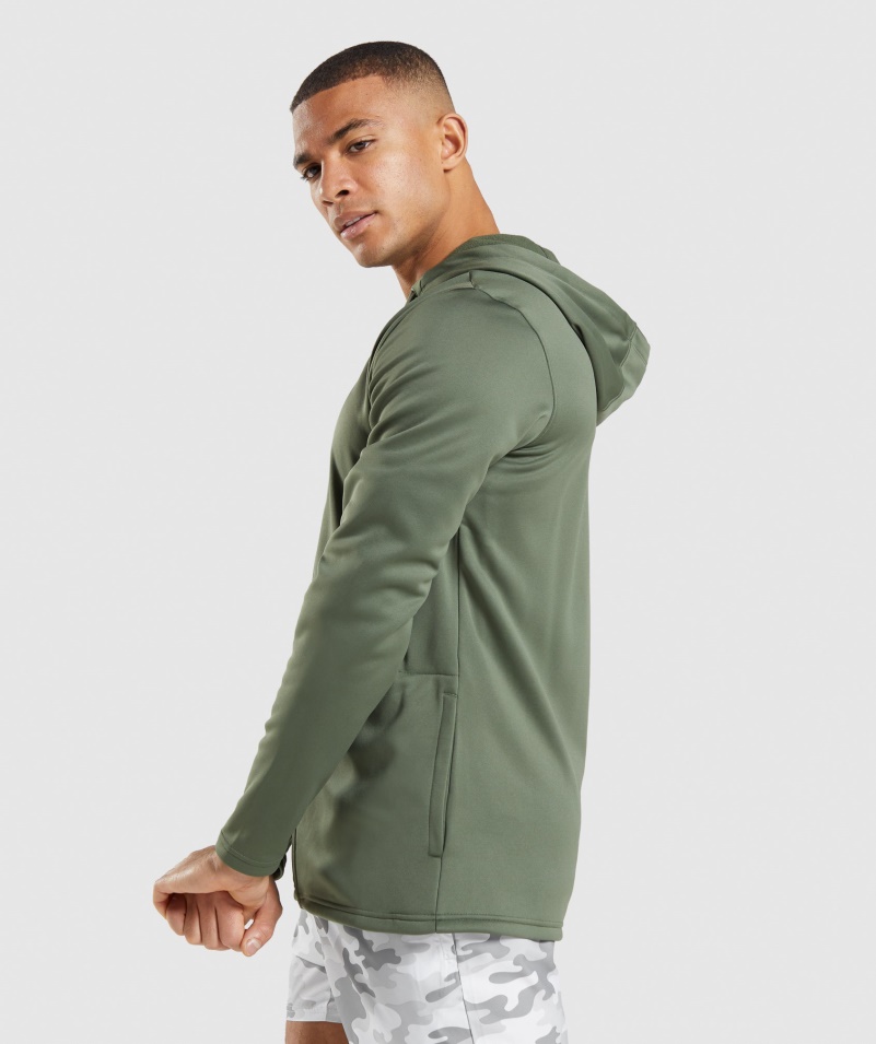 Gymshark Príchod Zips Mikina S Kapucňou Core Olive