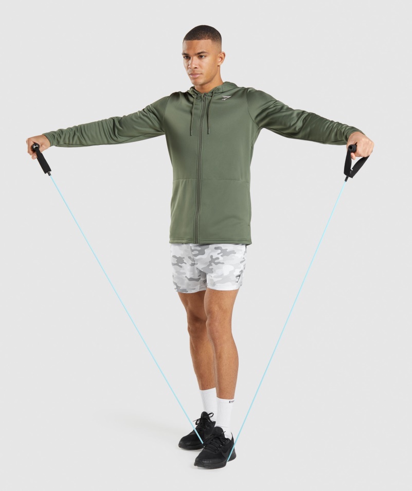 Gymshark Príchod Zips Mikina S Kapucňou Core Olive