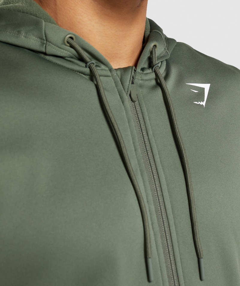 Gymshark Príchod Zips Mikina S Kapucňou Core Olive