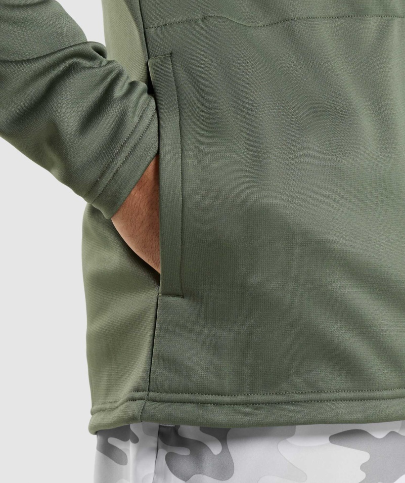 Gymshark Príchod Zips Mikina S Kapucňou Core Olive