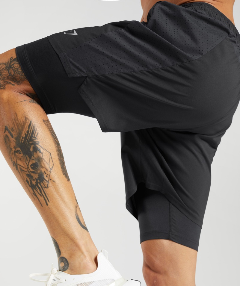 Gymshark Krátky čierny Vzhľad 2 V 1