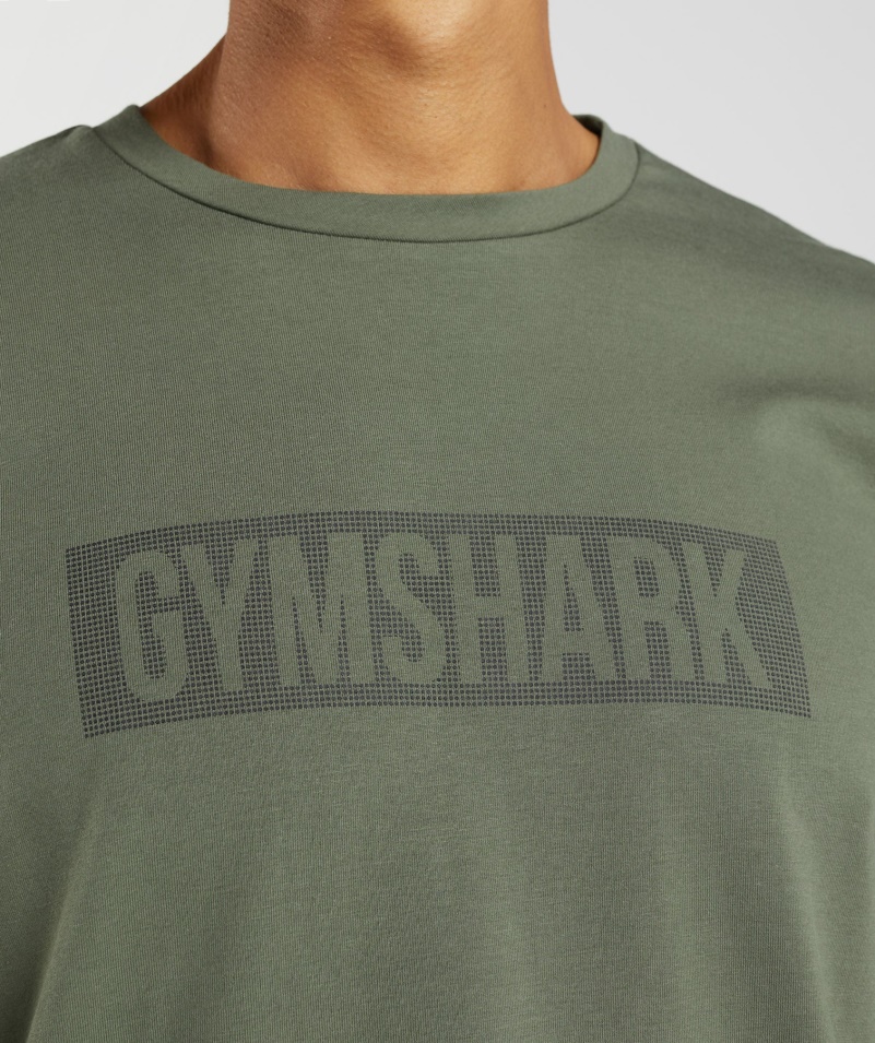 Gymshark Block Dlhý Rukáv Tričko Jadro Olivové