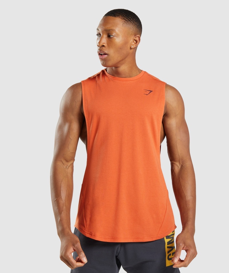 Gymshark Tučné Padacie Rameno Tank Hlinený Oranžový