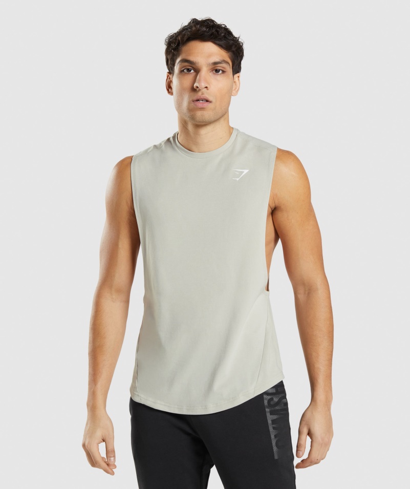 Gymshark Tučné Padacie Rameno Tank Kamienková Sivá