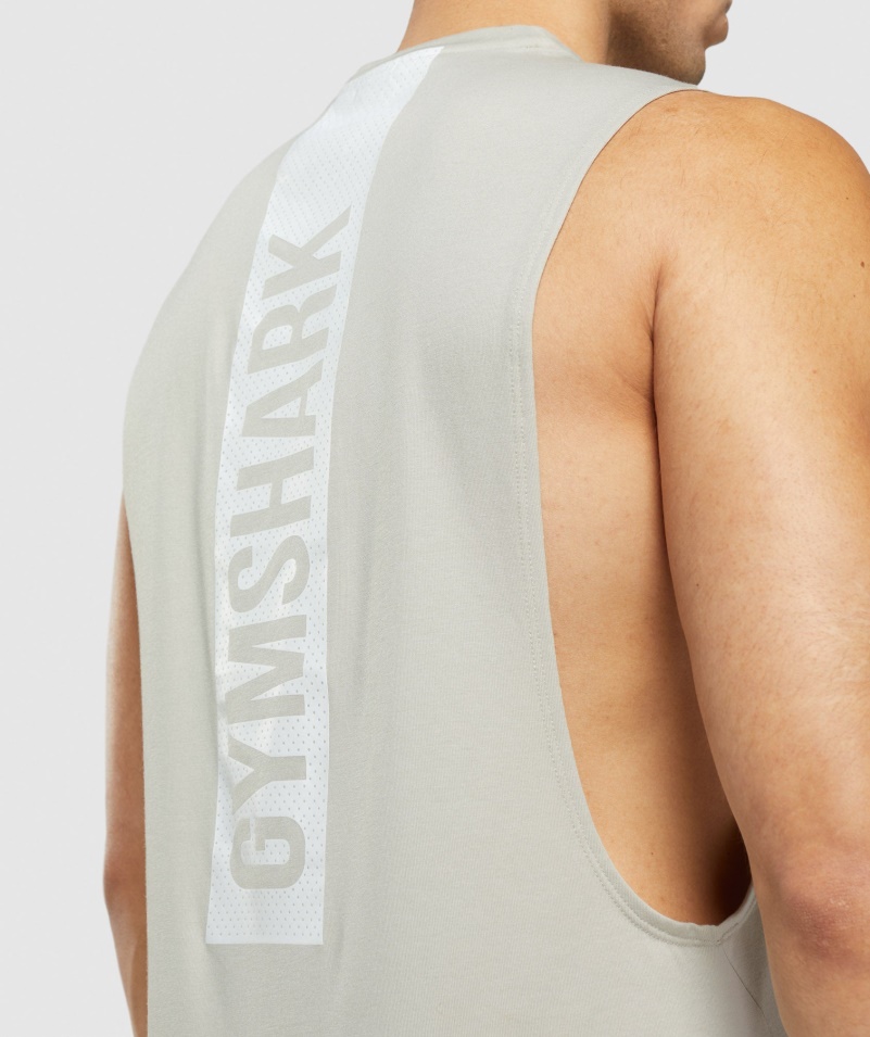 Gymshark Tučné Padacie Rameno Tank Kamienková Sivá