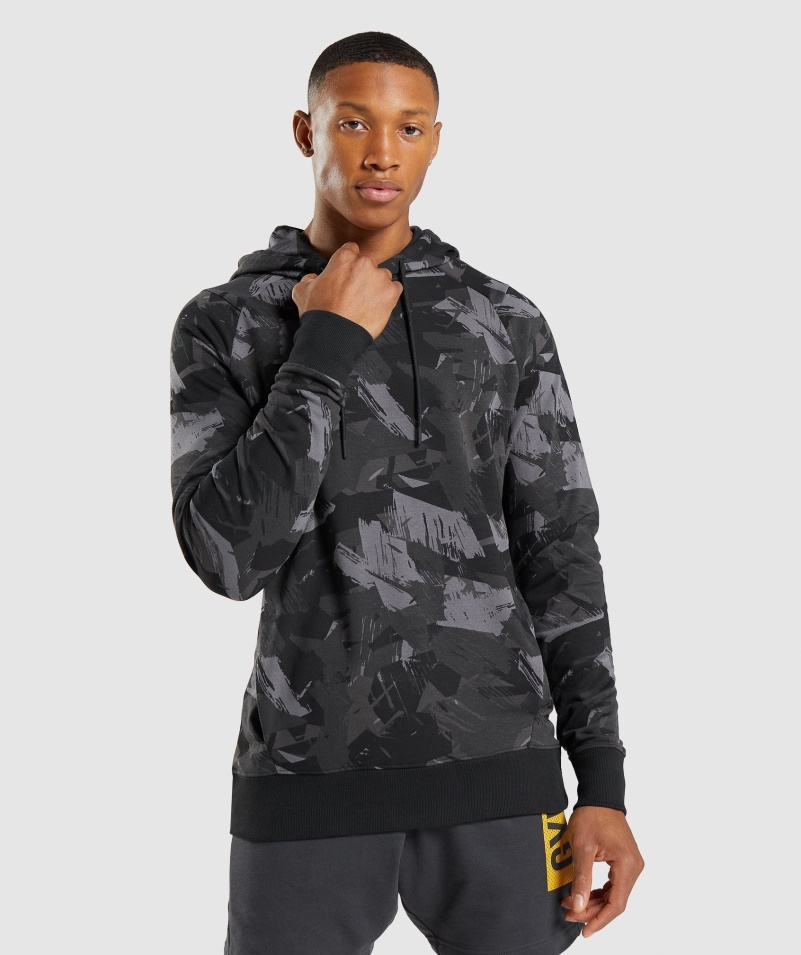 Gymshark Tučná Mikina S Kapucňou Sivá Potlač