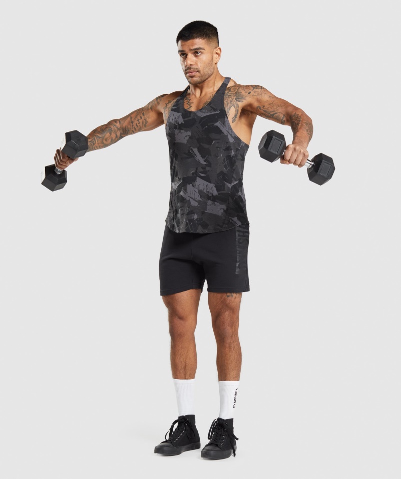 Gymshark Bold Stringer Sivá Potlač