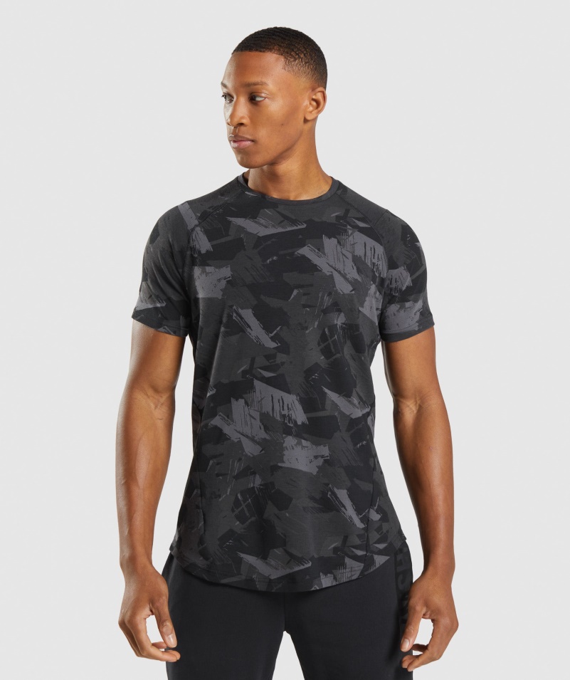 Gymshark Výrazné Pánske Tričko šedej Potlače