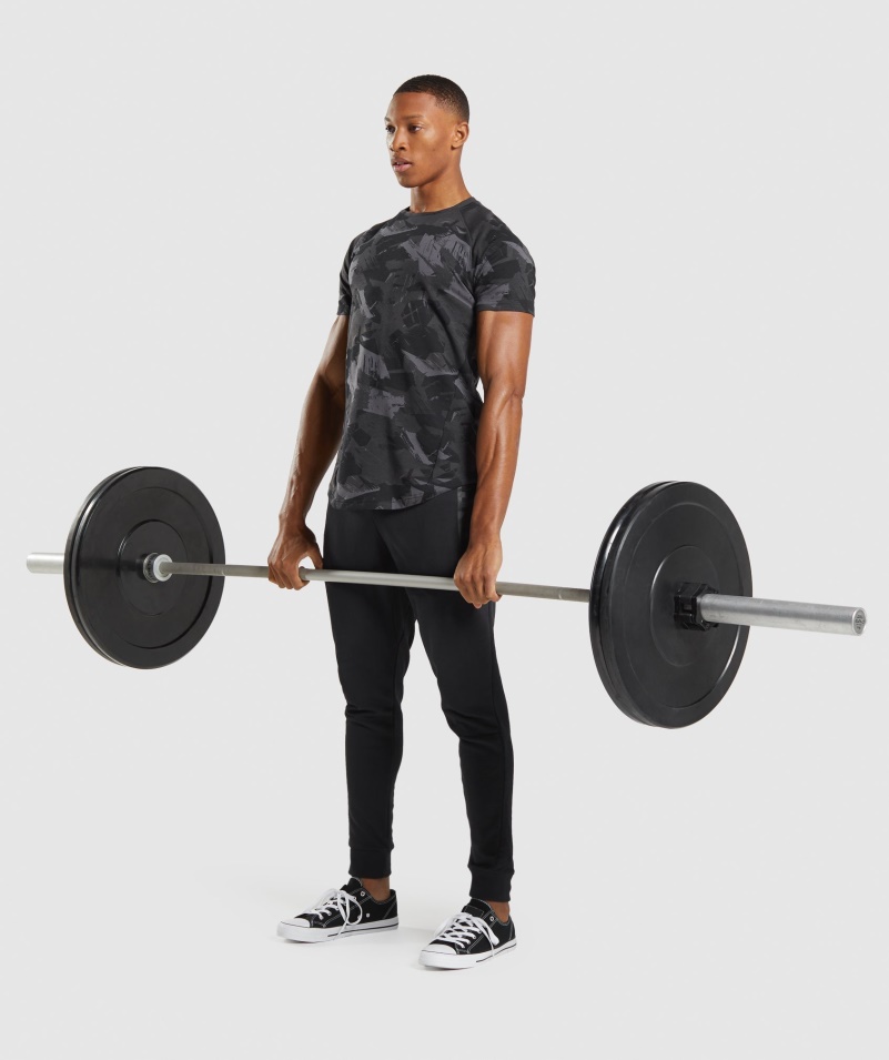 Gymshark Výrazné Pánske Tričko šedej Potlače