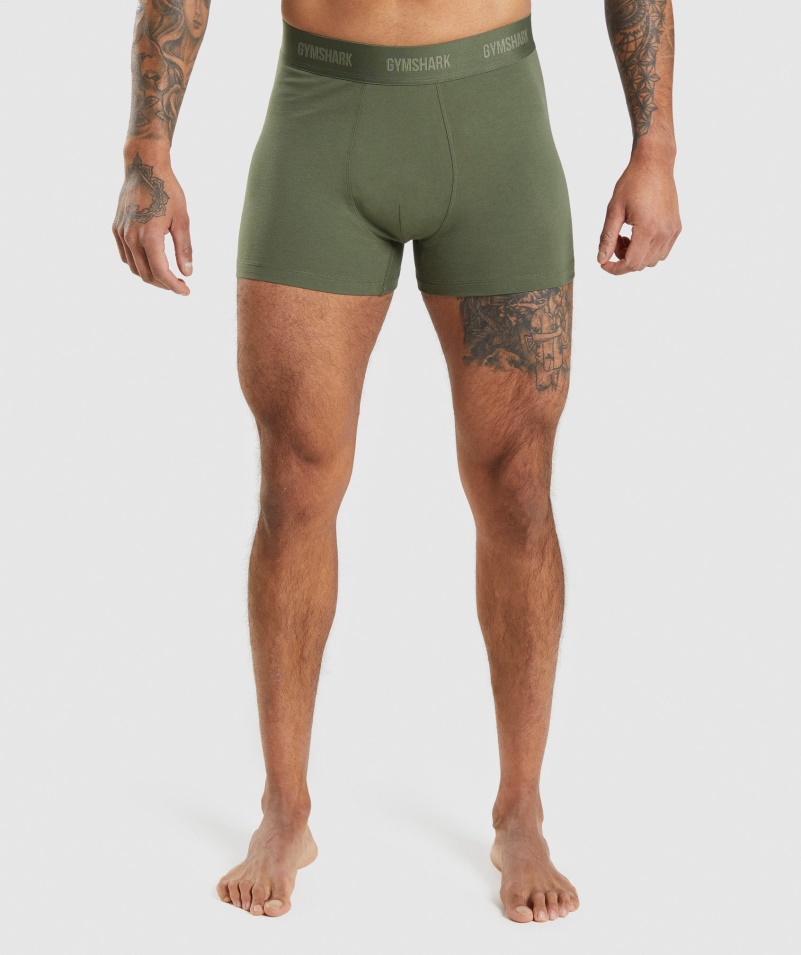Gymshark Boxerky 2pk Core Olivovo-navy