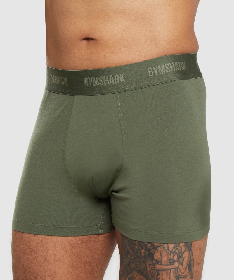 Gymshark Boxerky 2pk Core Olivovo-navy