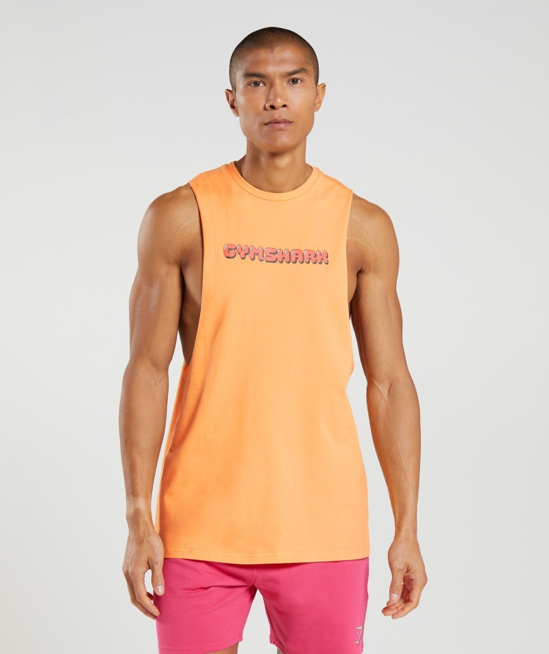 Gymshark Tlač Bubliniek Drop Arm Tank Marhuľová Oranžová