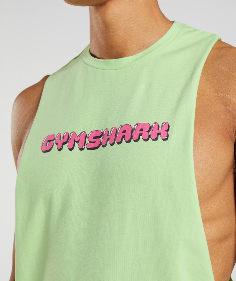 Gymshark Bublinková Tlač Drop Arm Tank Bali Green