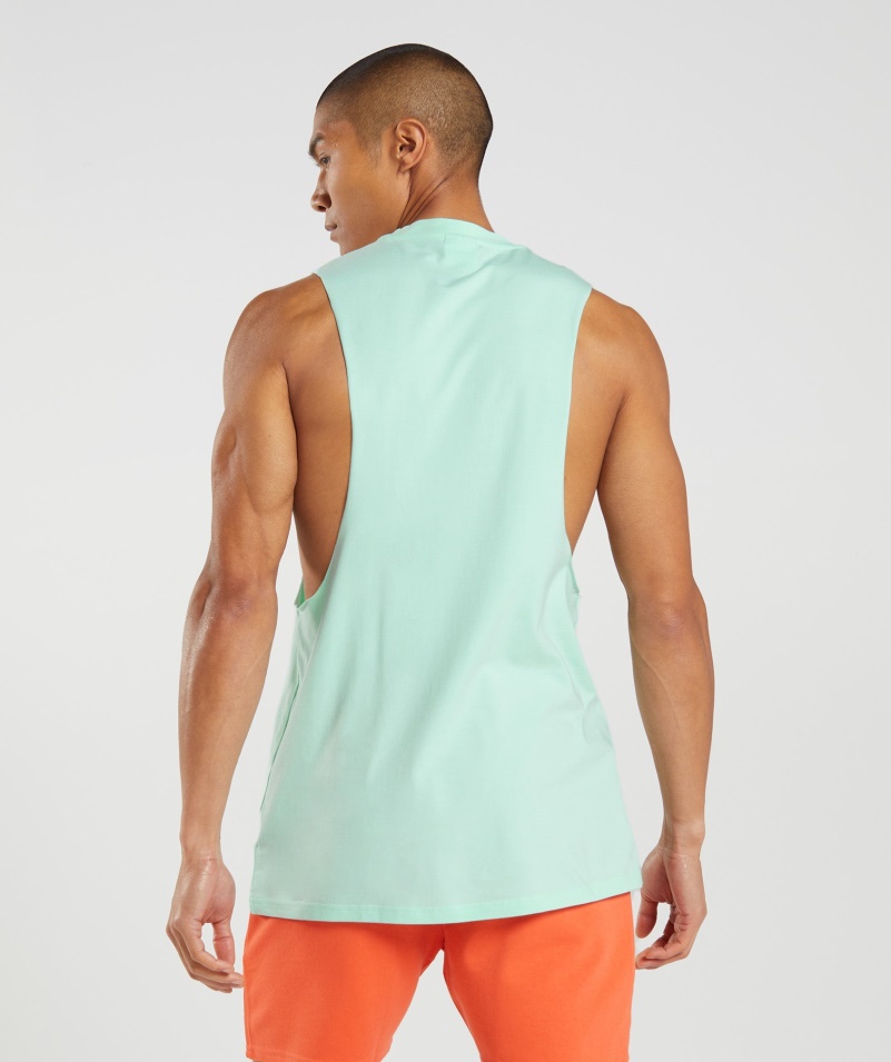Gymshark Tlač Bublín Drop Arm Tank Turbo Blue