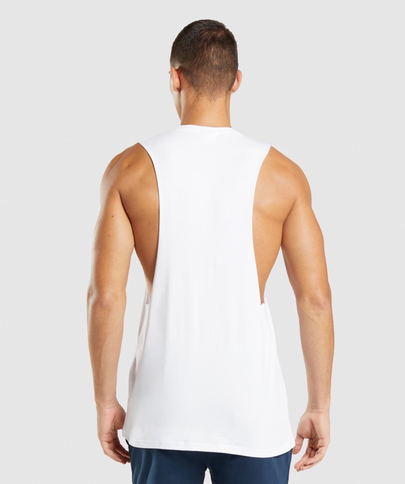 Gymshark Central Drop Arm Tank White