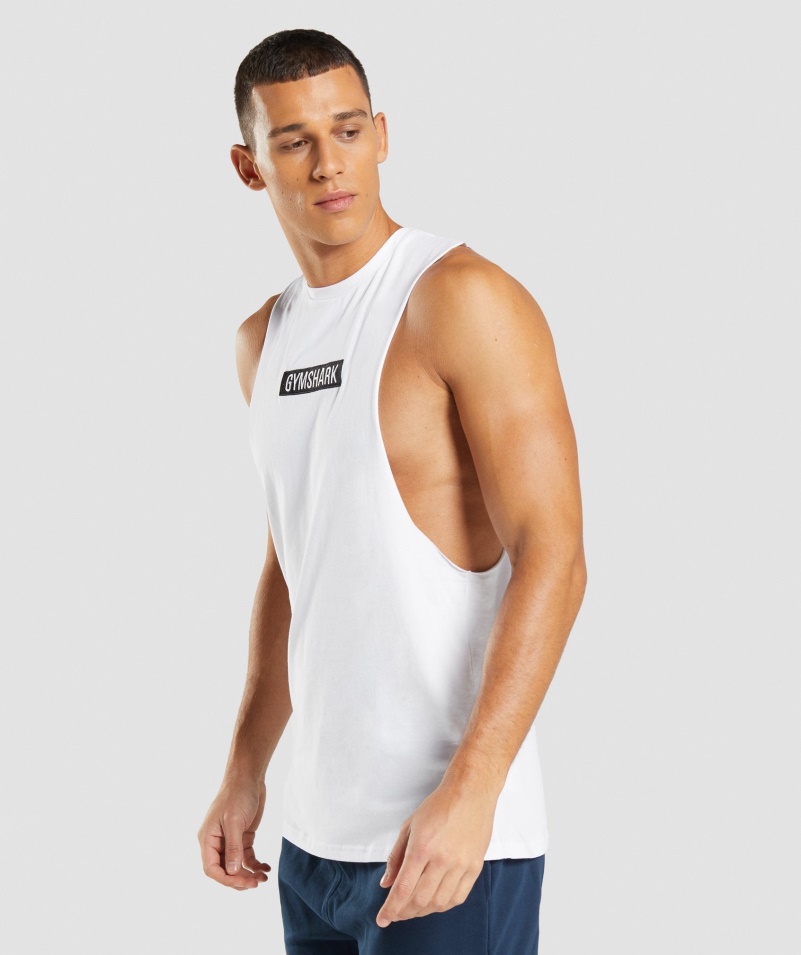 Gymshark Central Drop Arm Tank White